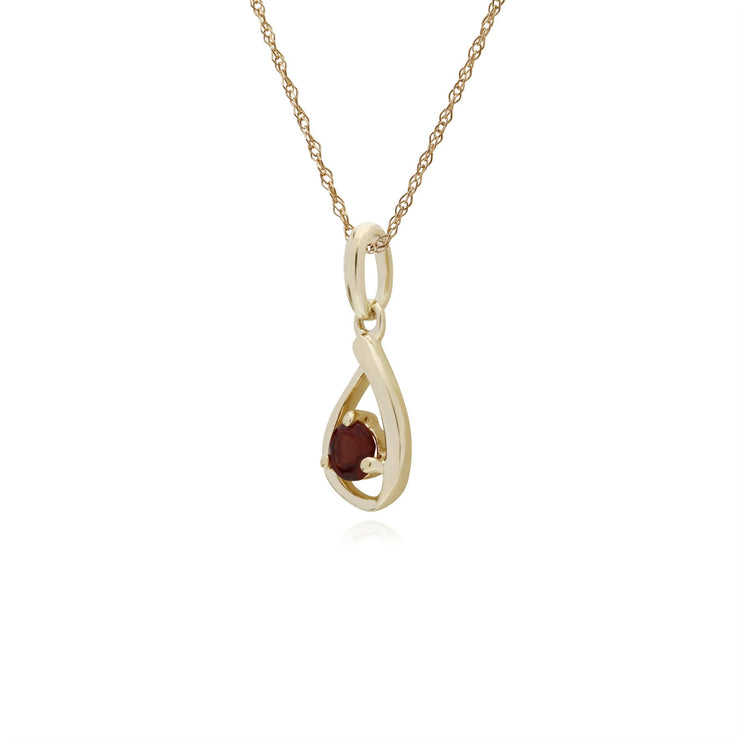 Grenade Collier, 9 Ct Or Jaune Grenade Pierre Unique Gouttes D'eau 45cm Collier
