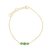 Émeraude Bracelet, 9 CT or Jaune Émaraude Triple Stone Round Milgrain 19cm Bracelet