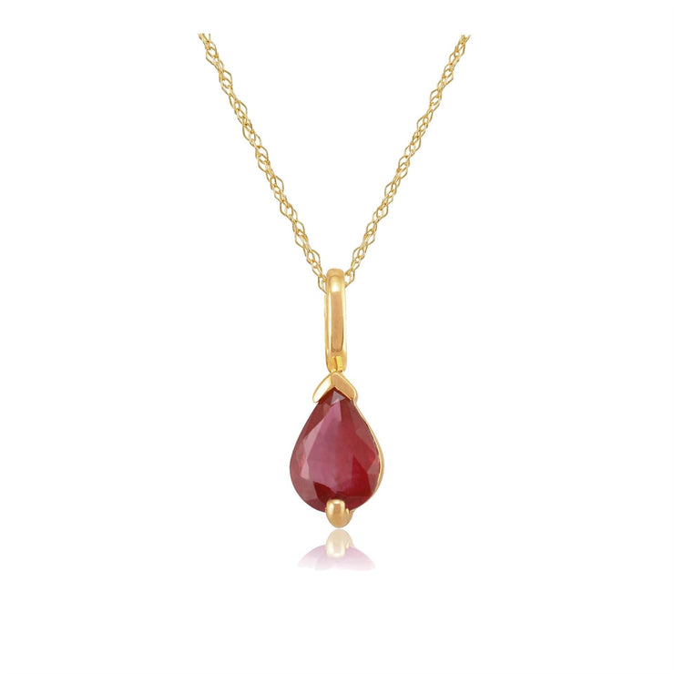 Pendentif Classique Or Jaune 375 Rubis Poire