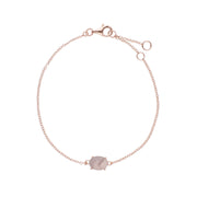 s Plaqué or Rose Argent Sterling Quartz Rose Ovale 19cm Bracelet