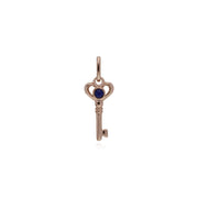 Pendentif Classique Cadenas Cœur Torsadé Argent 925 Plaqué Or Rose et Charms Clé Lapis Lazuli