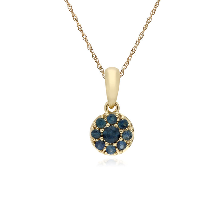 Saphir Collier, 9 CT or Jaune Saphir Rond Serti Pendentif sur 45cm Chaîne