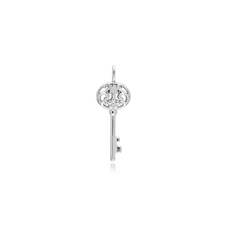 Pendentif Classique Cadenas Cœur Argent 925 et Charms Grande Clé Opale