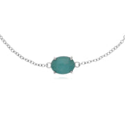 s Argent Sterling Amazonite Pierre Unique Ovale 19cm Bracelet
