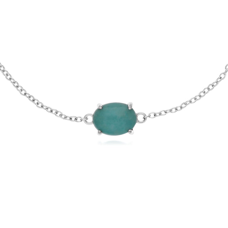 s Argent Sterling Amazonite Pierre Unique Ovale 19cm Bracelet