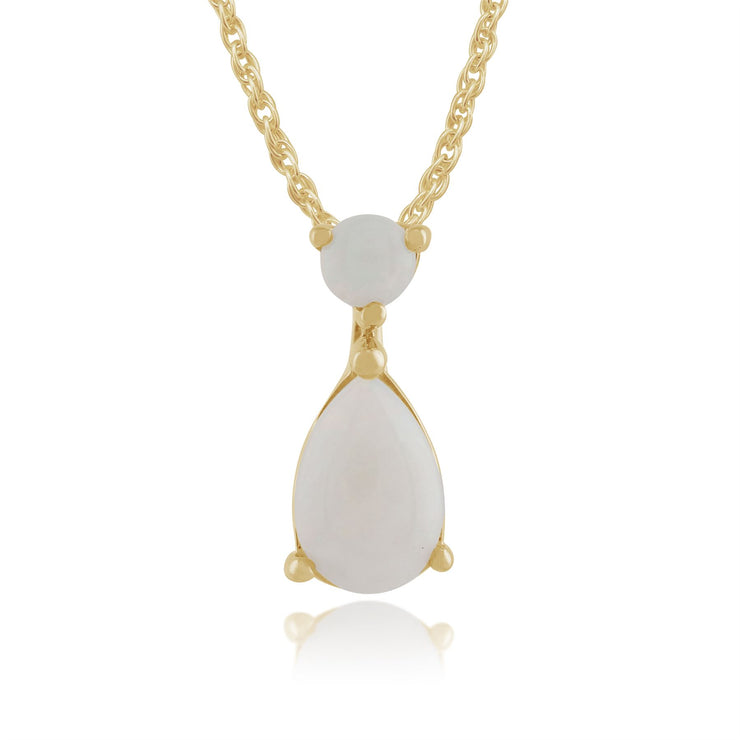 Pendentif et Boucles d'Oreilles Pendantes Classique Or Jaune 375 Opale Poire Cabochon