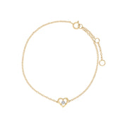 Bracelet de Diamants, 9 CT or Jaune Diamant Rond Pierre Unique Coeur 19cm Bracelet