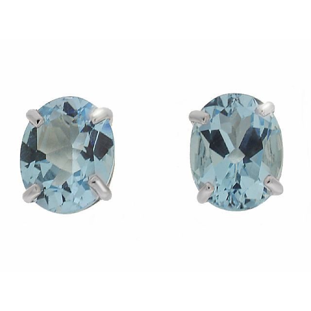 9ct White Gold 5.60ct Sky Blue Topaz Oval Classic Stud Earrings