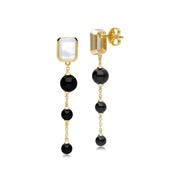 Boucles d'Oreilles Pendantes Asymétriques ECFEW™ 'The Unifier' Nacre et Onyx