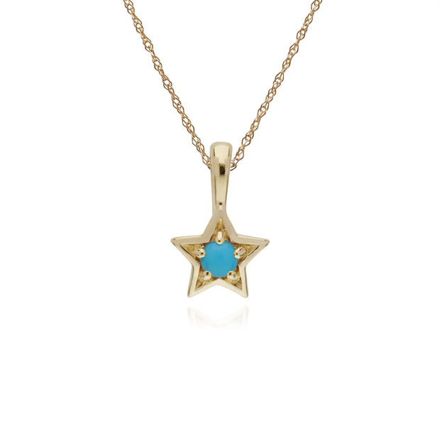 Turquoise Collier, 9 CT or Jaune Turquoise Pierre Unique Étoile Pendentif sur 45cm Chaîne
