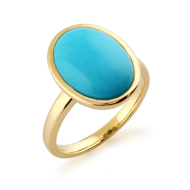 Gemondo Turquoise Bague, 9ct or Jaune 3.00ct Turquoise Ovale Encadré Bague