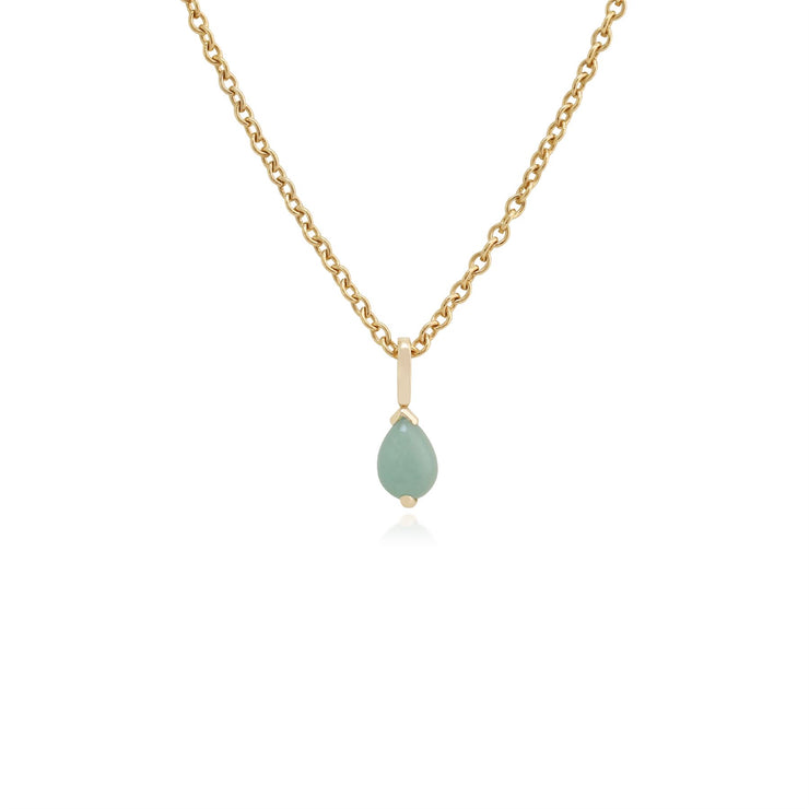 Pendentif et Boucles d'Oreilles Clou Classique Or Jaune 375 Jade Poire