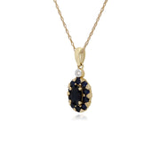 s 9 CT Saphir or Jaune & Diamant Ovale Serti Pendentif sur 45cm Chaîne