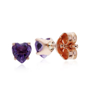 Boucles D'Oreilles Am�thystes, 9 CT or Rose 0,38 CT Am�thyste 4 Griffe Parure Boucles D'Oreilles Puces Coeur