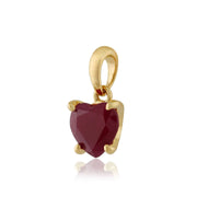 Pendentif et Boucles d'Oreilles Clou Cœur Classique Or Jaune 375 Grenat