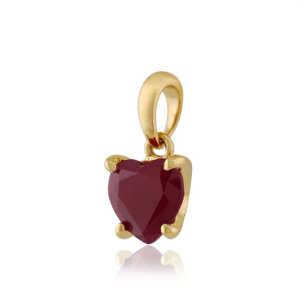 Pendentif et Boucles d'Oreilles Clou Cœur Classique Or Jaune 375 Grenat