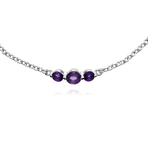 Bracelet et Bague Trilogie Classique Argent 925 Améthyste Trois Pierres