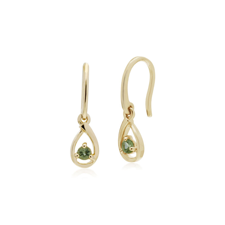 Peridot Boucles D'Oreilles, 9 CT Péridot or Jaune Pierre Unique Boucles D'Oreilles en Larme