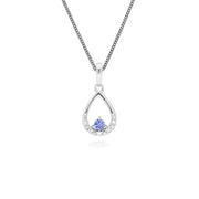 9 ct or Blanc Unique Tanzanite & Diamant Poire Pendentif sur 45cm Chaîne