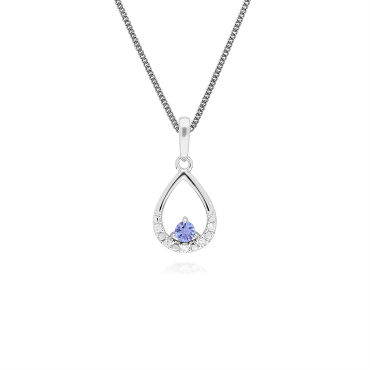 9 ct or Blanc Unique Tanzanite & Diamant Poire Pendentif sur 45cm Chaîne