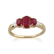 Gemondo Bague Rubis, 9 CT or Jaune 1,12 CT Rubis & Diamant Bague