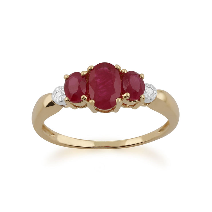 Gemondo Bague Rubis, 9 CT or Jaune 1,12 CT Rubis & Diamant Bague