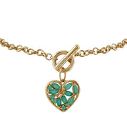 Bracelet Classique Or Jaune 375 Emeraude Charm Cœur