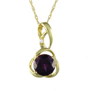 Pendentif et Boucles d'Oreilles Clou Floral Style Art Nouveau Or Jaune 375 Rhodolite et Diamant