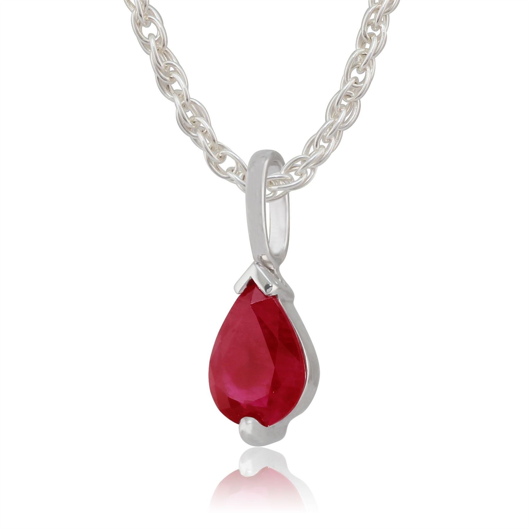 Pendentif et Boucles d'Oreilles Clou Classique Or Blanc 375 Rubis Poire