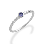 Gemondo Tanzanite Bague, en Argent Sterling 925 0,11 CT Tanzanite Empillable Pierre de Naissance Bague