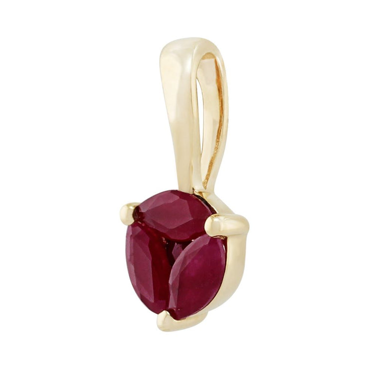 Pendentif Classique Or Jaune 375 Rubis Rond