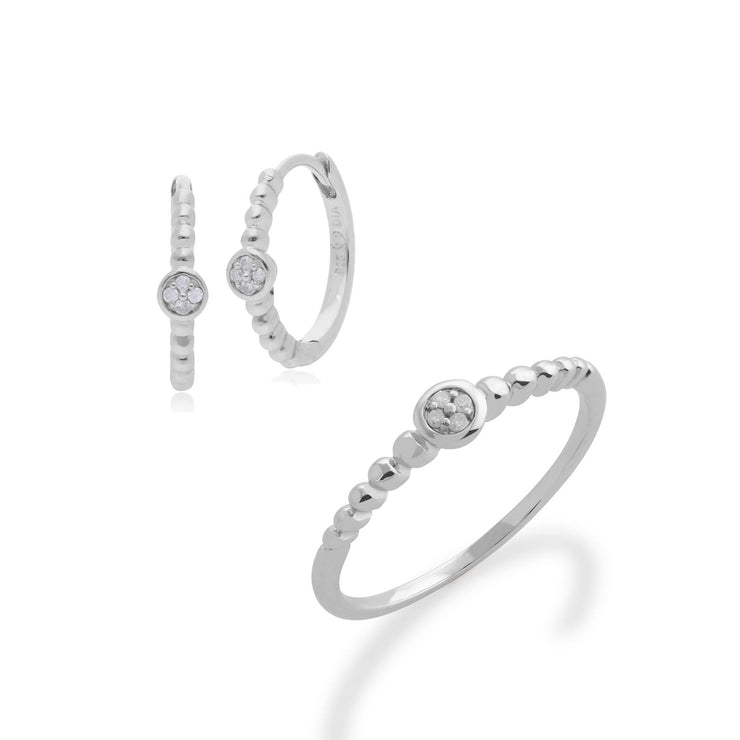Bague et Boucles d'Oreilles Créoles Essentiel Argent 925 Diamant