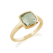 Bague Or Jaune 375 Quartz Vert Clair Carré