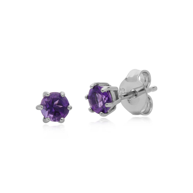 Améthyste Oreille Argent Sterling, Améthyste Février Simple Boucles