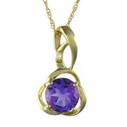 Pendentif et Boucles d'Oreilles Clou Floral Classique Or Jaune 375 Améthyste et Diamant