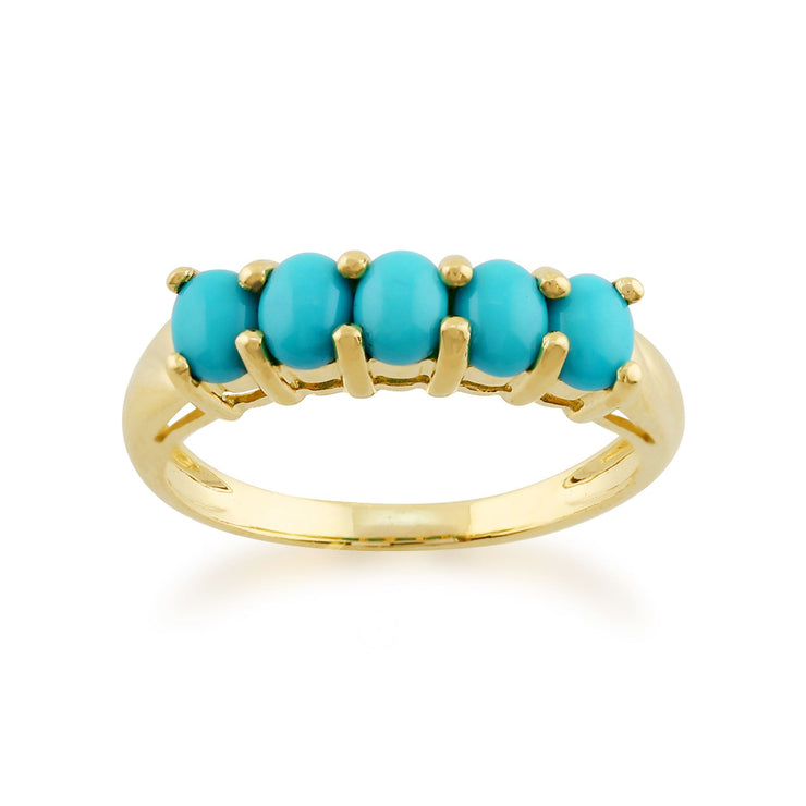 gemondo turquoise Bague, 9 Ct Or Jaune 0.61ct CT turquoise DEMI éternité bague