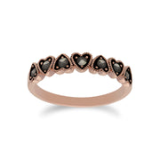 Gemondo Femmes Plaqué or Rose Argent Sterling Marcassite Demi- Eternity Dessin de Coeur Bague - 0