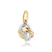Pendentif Nœud d'Amour Classique Deux Ors 375 Blanc et Jaune Diamant Rond
