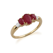 Gemondo Bague Rubis, 9 CT or Jaune 1,12 CT Rubis & Diamant Bague