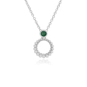 Bague et Pendentif Classique Argent 925 Emeraude Halo serti Clos