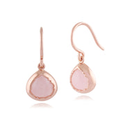 Quartz Rose 'Diantha' Pastel Earrings in 9ct Plaqué Or Rose Argent Sterling