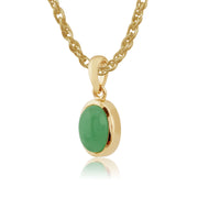 Pendentif Classique Or Jaune 375 Jade Cabochon