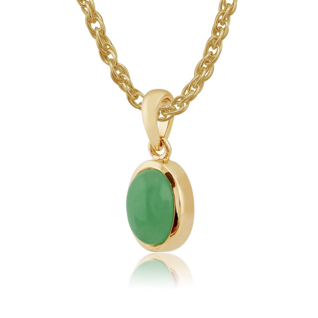 Pendentif Classique Or Jaune 375 Jade Cabochon