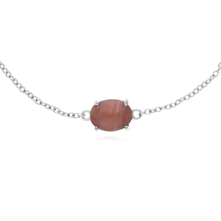 s Argent Sterling Rhodochrosite Pierre Unique Ovale 19cm Bracelet