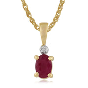 Pendentif Classique Or Jaune 375 Rubis et Diamant Oval