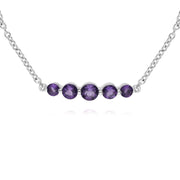 Bracelet et Bague Classique Argent 925 Améthyste Cinq Pierres