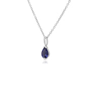 Pendentif Classique Or Blanc 375 Iolite Poire serti Griffe