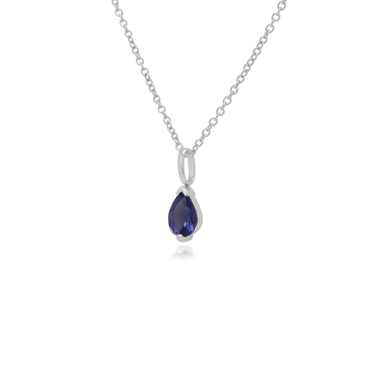 Pendentif Classique Or Blanc 375 Iolite Poire serti Griffe