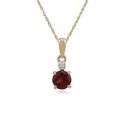 Pendentif Classique Or Jaune 375 Grenat Rond et Diamant