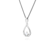s 9 CT or Blanc Unique Opale & Diamant Poire Pendentif sur 45cm Chaîne